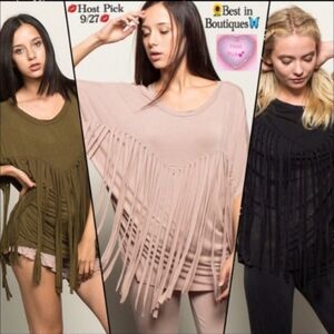 Black POL Bohemian Fringe Black Mineral Wash Medium